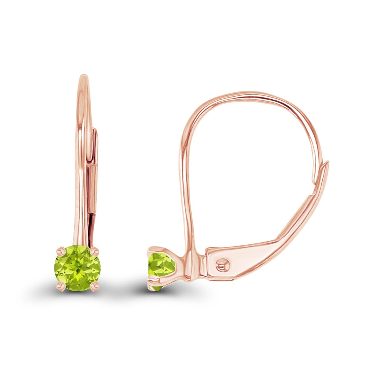 14K Rose Gold 3mm Peridot LeverBack Earring