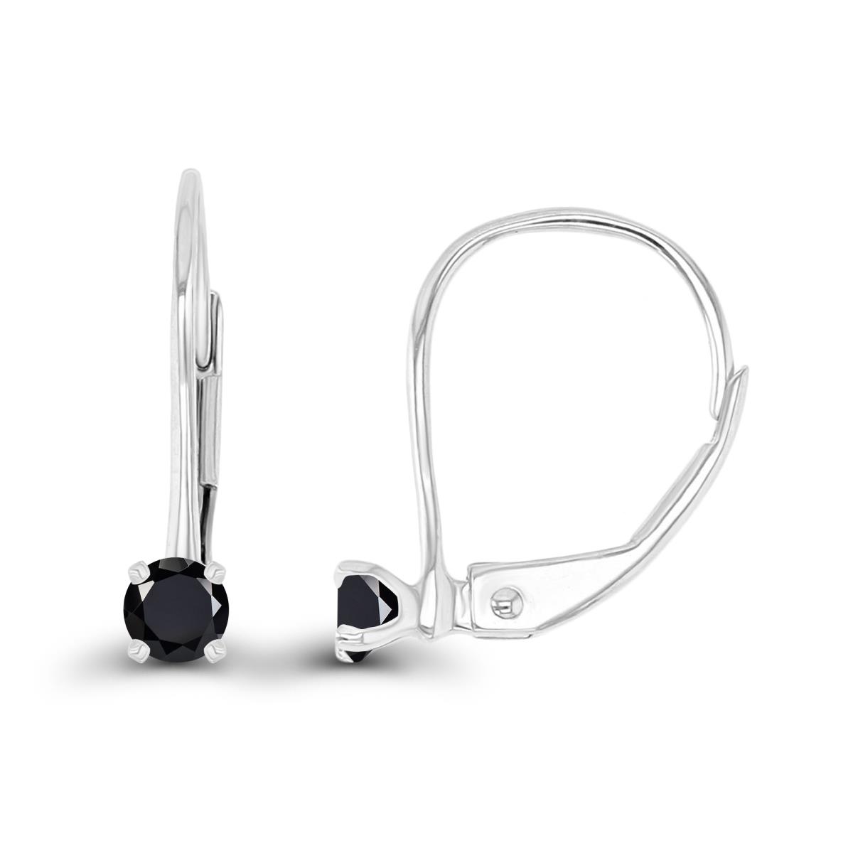 Sterling Silver Rhodium 3mm Onyx LeverBack Earring