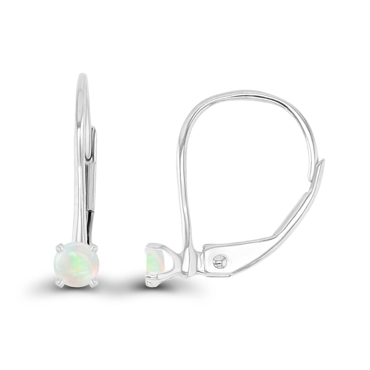 Sterling Silver Rhodium 3mm Opal LeverBack Earring