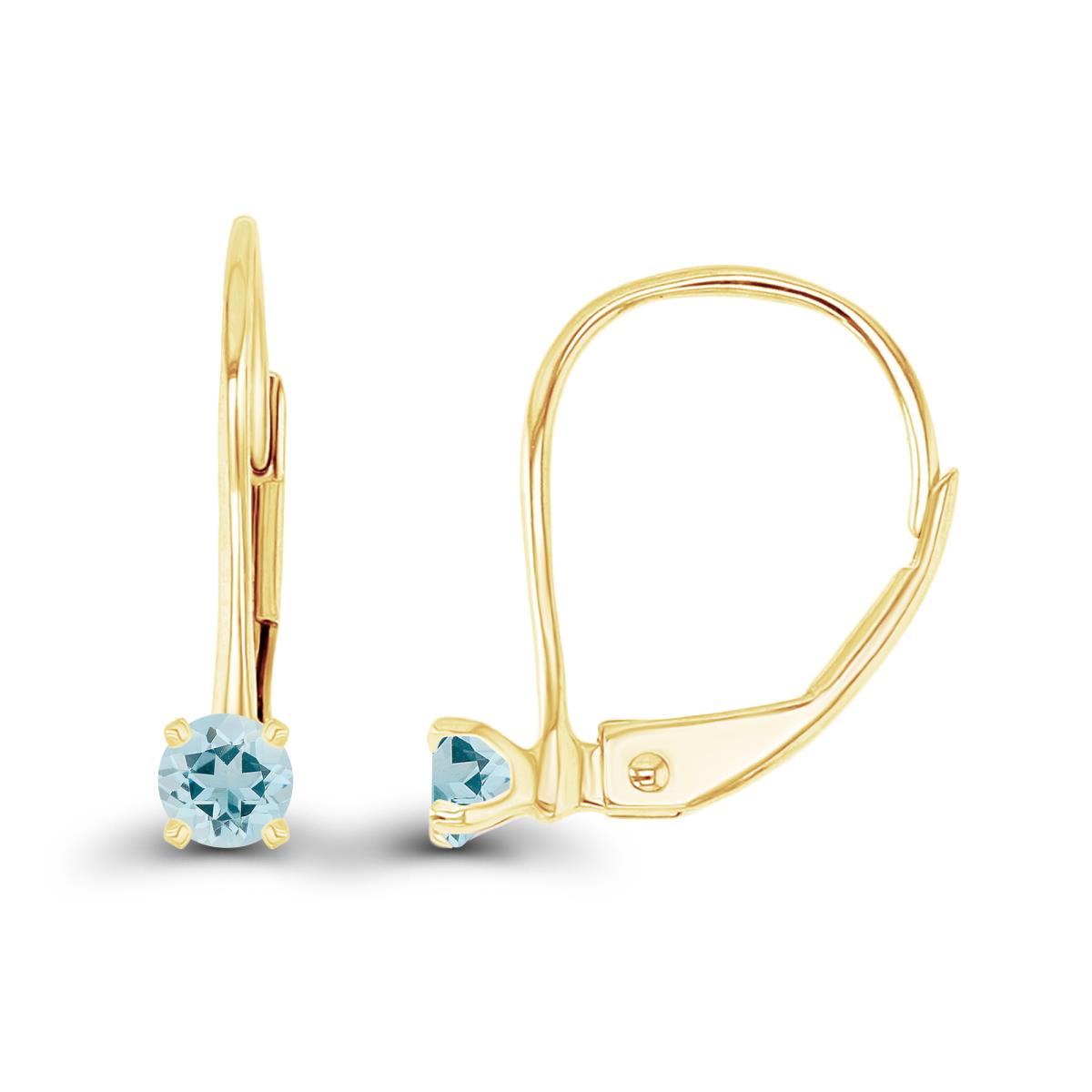 Sterling Silver Yellow 3mm Aquamarine LeverBack Earring