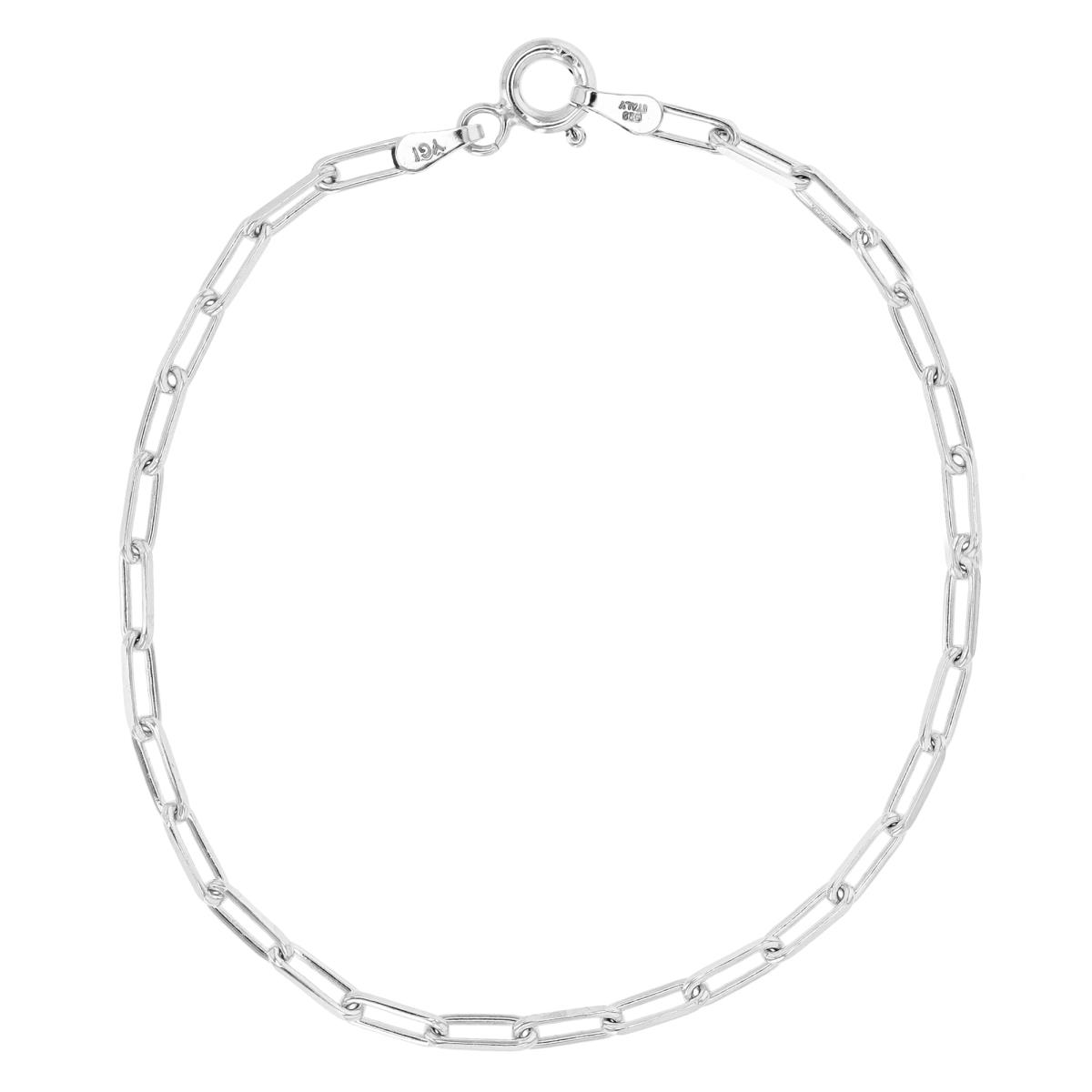 Sterling Silver Rhodium 2.3MM  Paperclip 7" Basic Chain