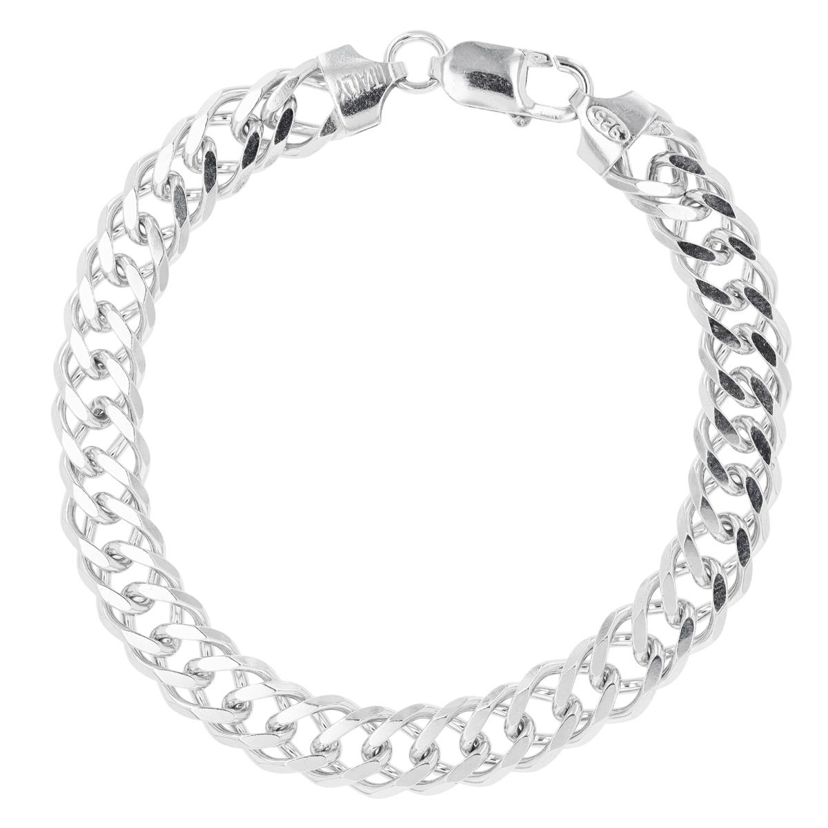 Sterling Silver Rhodium 8mm Double Cuban 8" Basic Chain