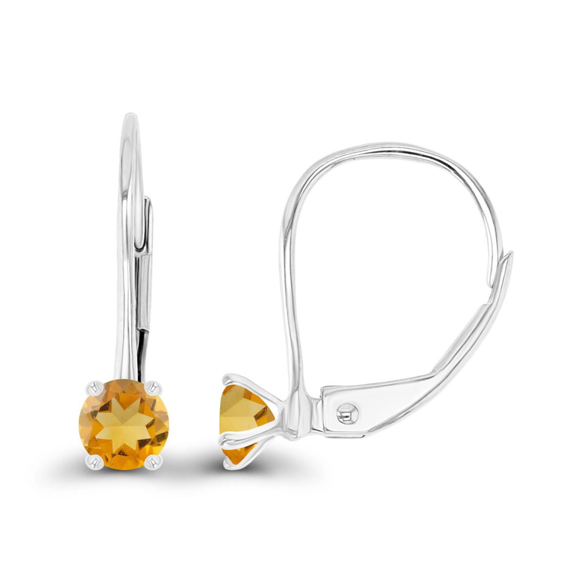 Sterling Silver Rhodium 4mm Citrine LeverBack Earring