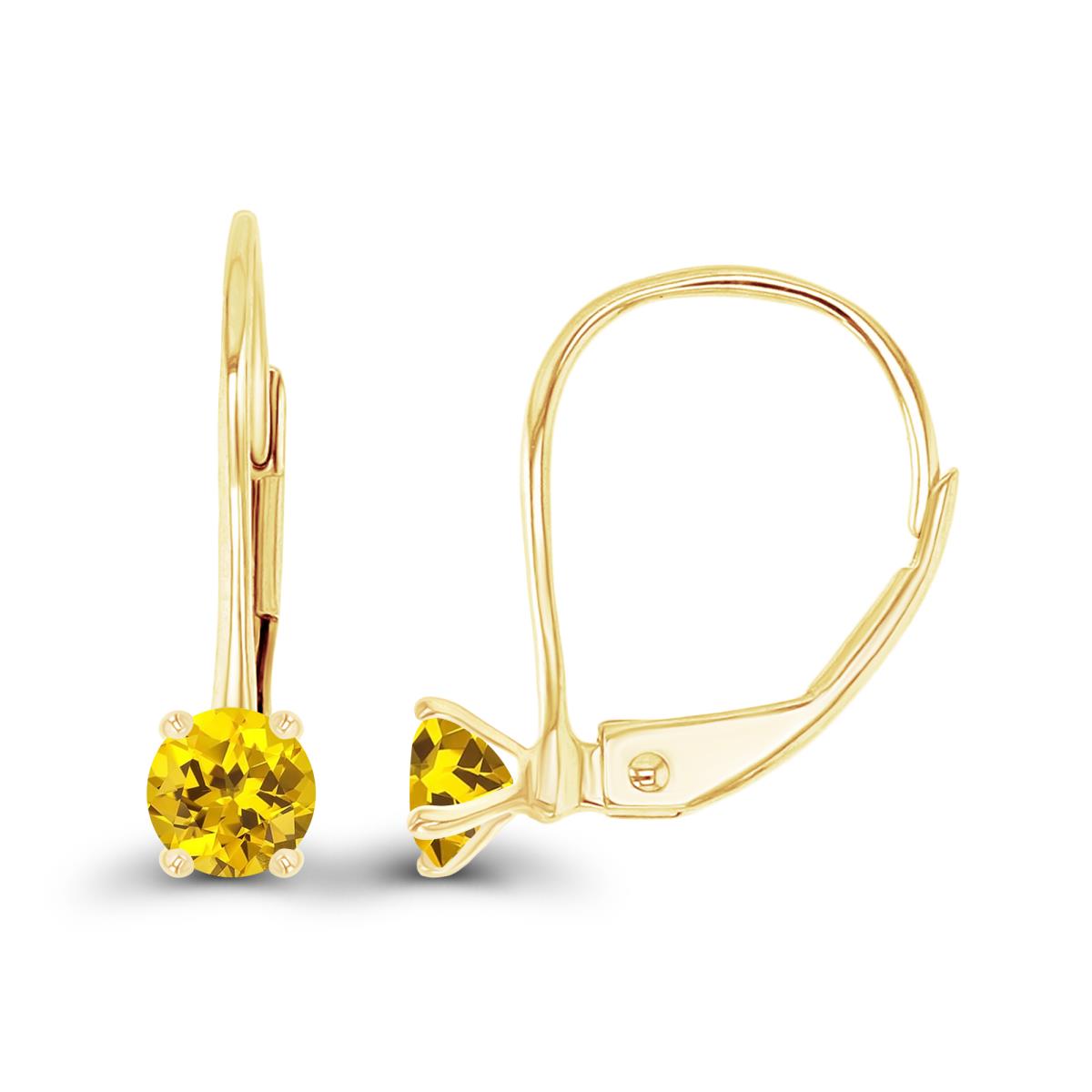 Sterling Silver Yellow 4mm Created Yellow Sapphire LeverBack Earring