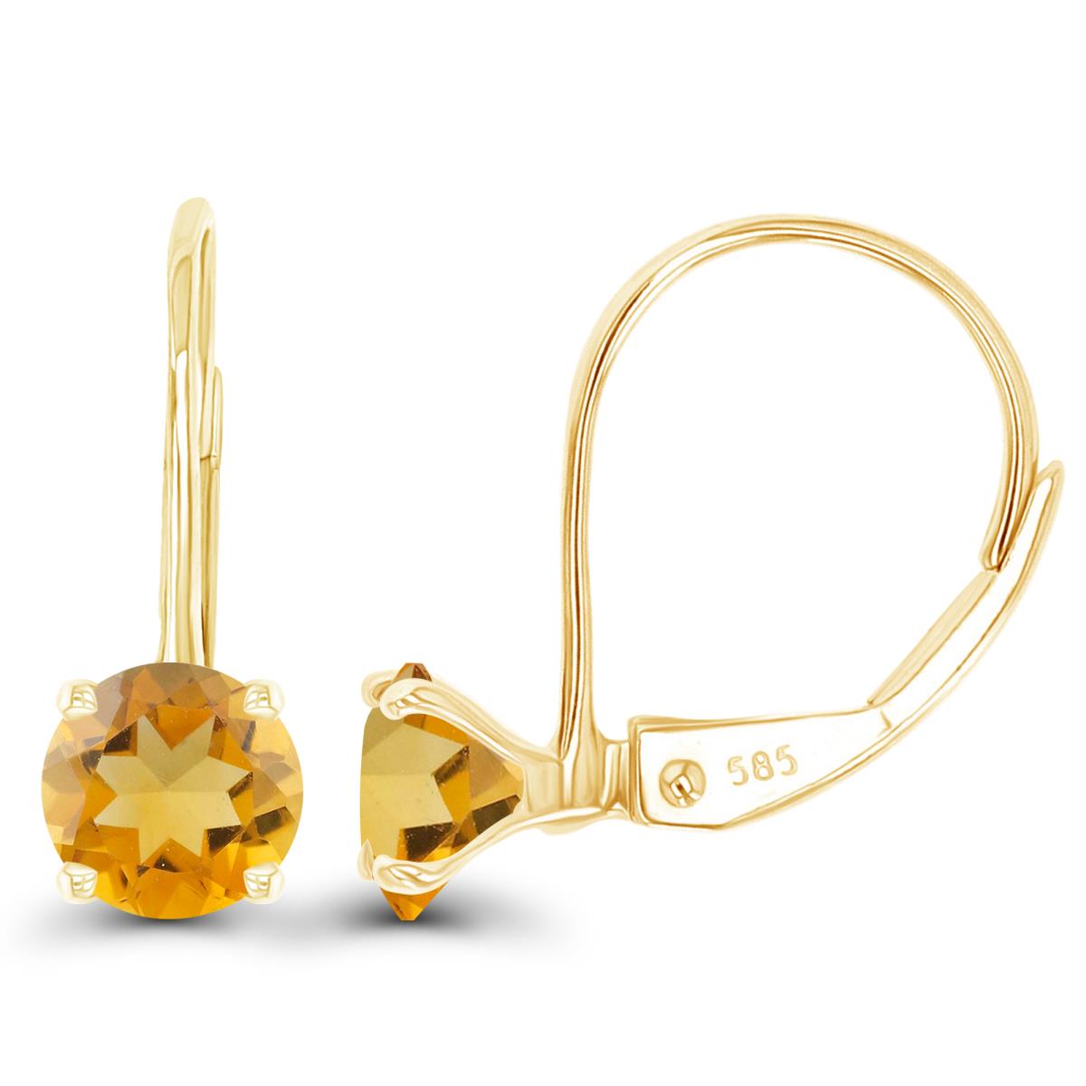 Sterling Silver Yellow 5mm Citrine LeverBack Earring
