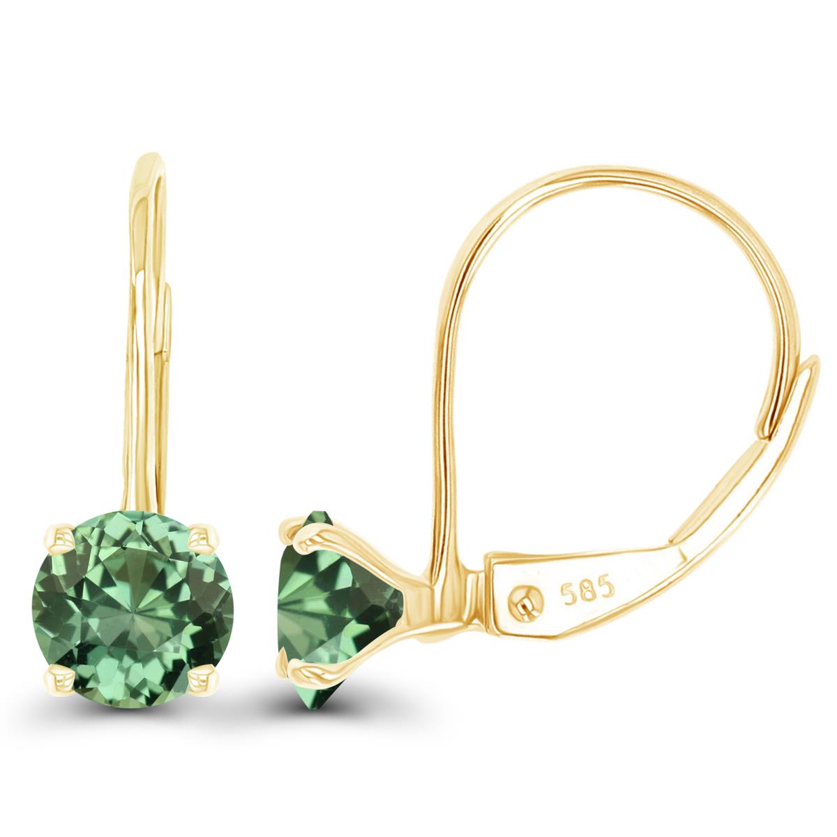 Sterling Silver Yellow 5mm Created Green Sapphire LeverBack Earring