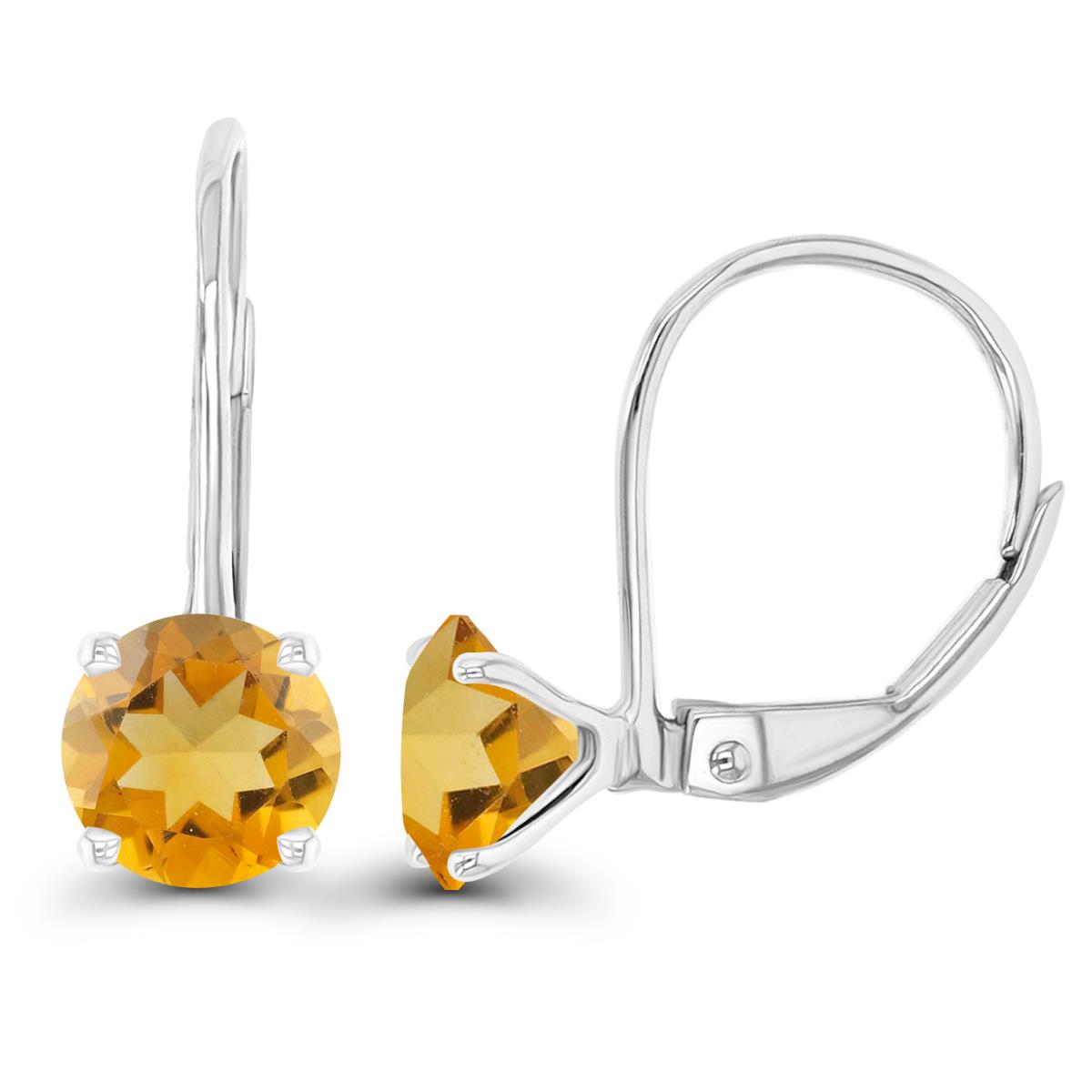 Sterling Silver Rhodium 6mm Citrine LeverBack Earring