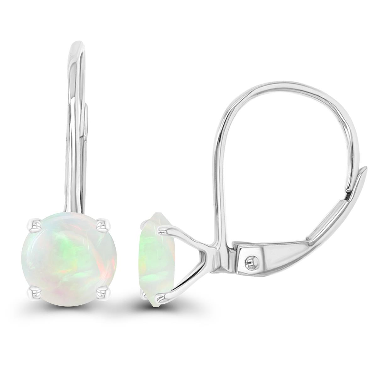 Sterling Silver Rhodium 6mm Opal LeverBack Earring