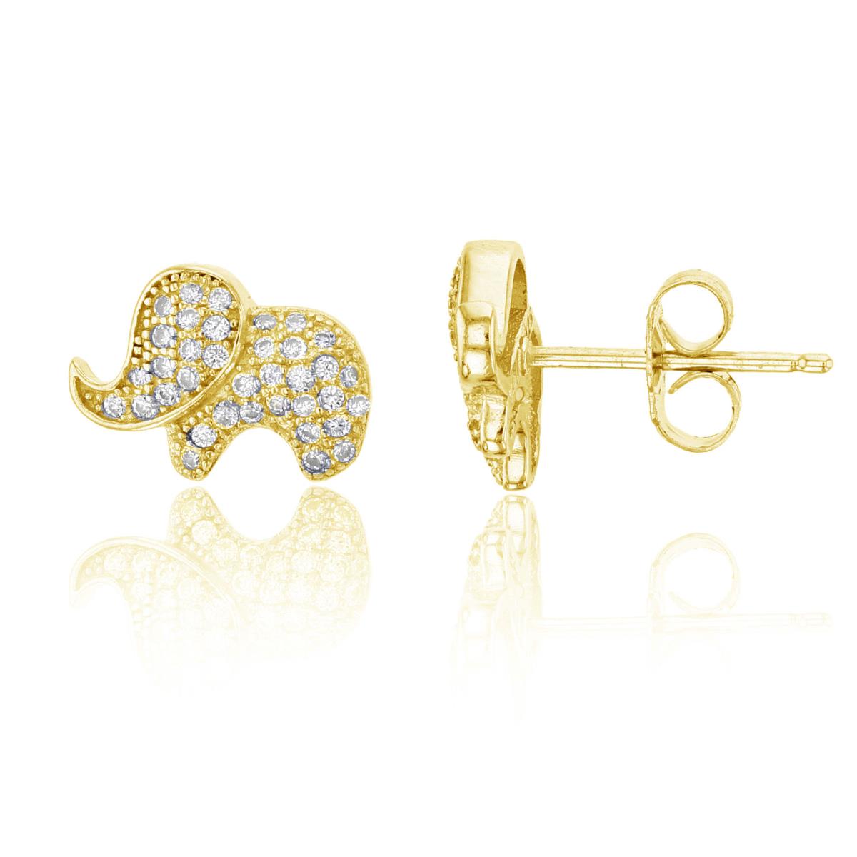 Sterling Silver Yellow 8X12MM Elephant Stud Earring