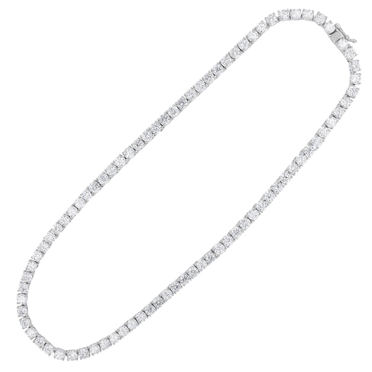 Sterling Silver Rhodium 4mm White CZ  16" Tennis Necklace