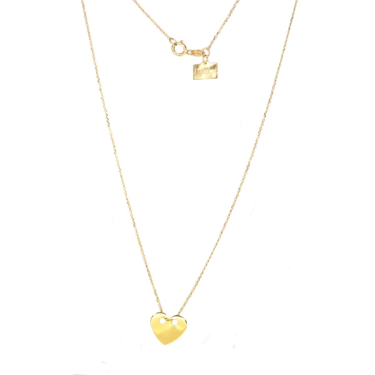10K Yellow Gold Polished Heart Charm 15+1" Necklace with Passion Plate