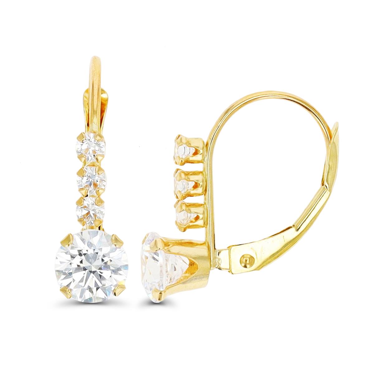14K Yellow Gold 2mm & 5mm Rd White CZ Snap LeverBack Earring