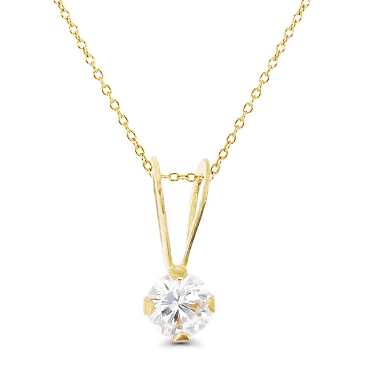 14K Yellow Gold 3mm Rd CZ Double Bail 18" Rope Necklace