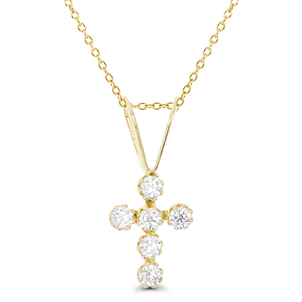 14K Yellow Gold Petite Cross 18" Rope Necklace