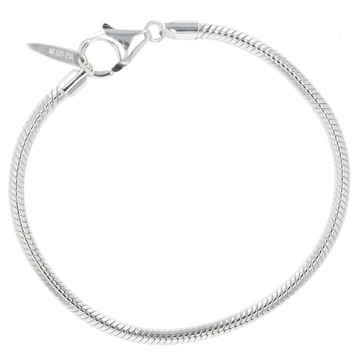 Sterling Silver Silver Plated 3mm Round Snake 7.25" Chain Bracelet