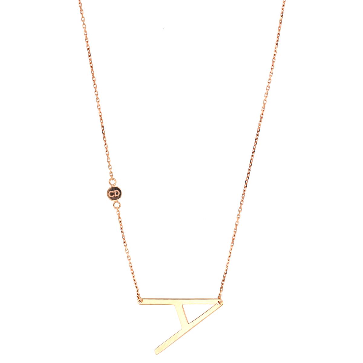 18K Rose Gold Sideways "A" 16" Necklace