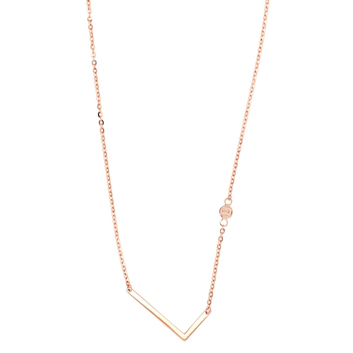 18K Rose Gold Sideways "L" 16" Necklace