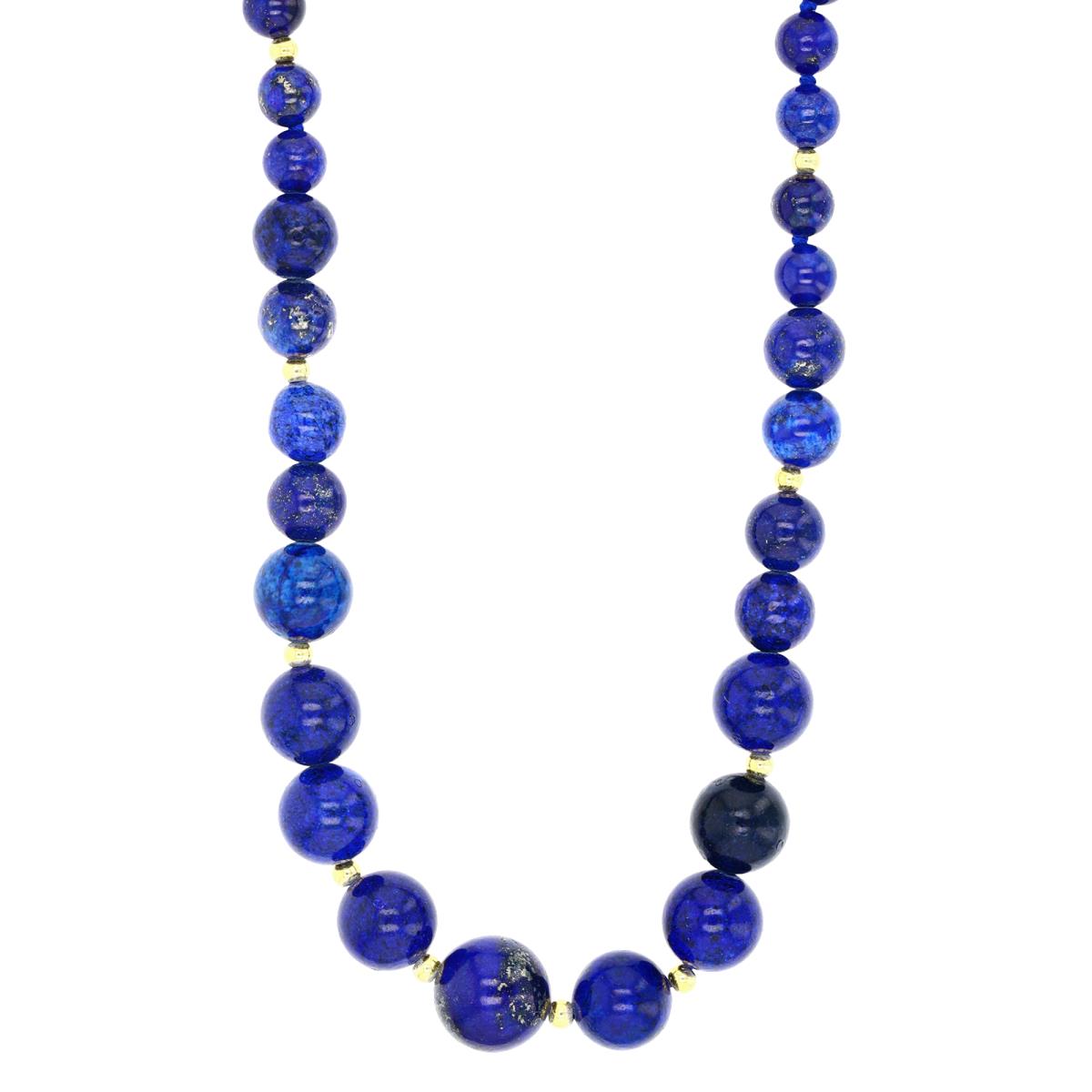 Sterling Silver Yellow 4-10mm Rondelle Lapis Graduated 20" Necklace
