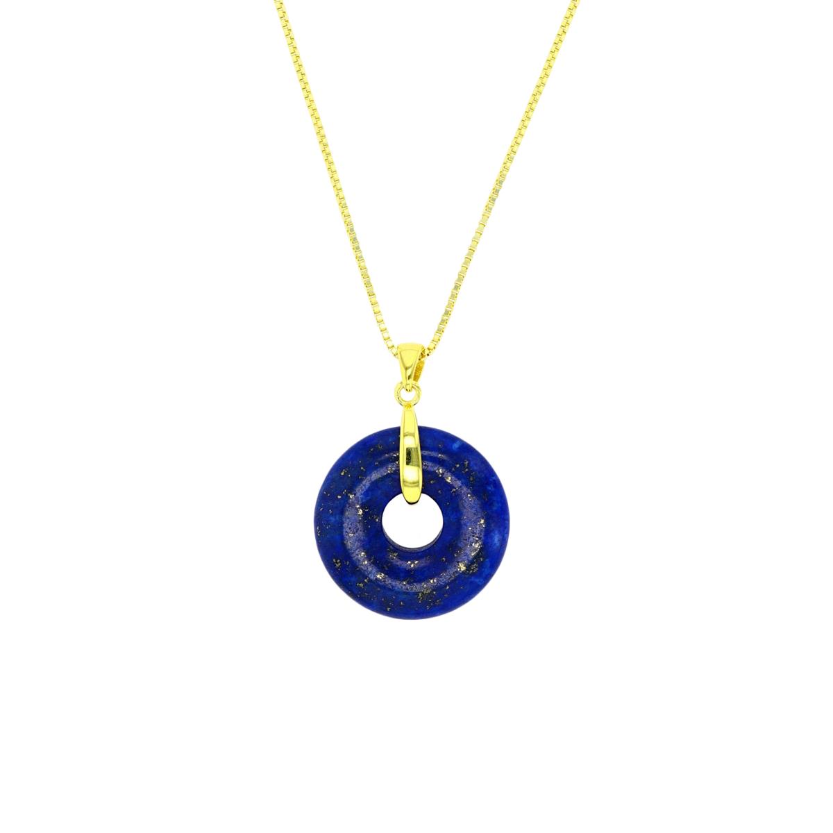 Sterling Silver Yellow 20mm Coin Lapis 18" Necklace