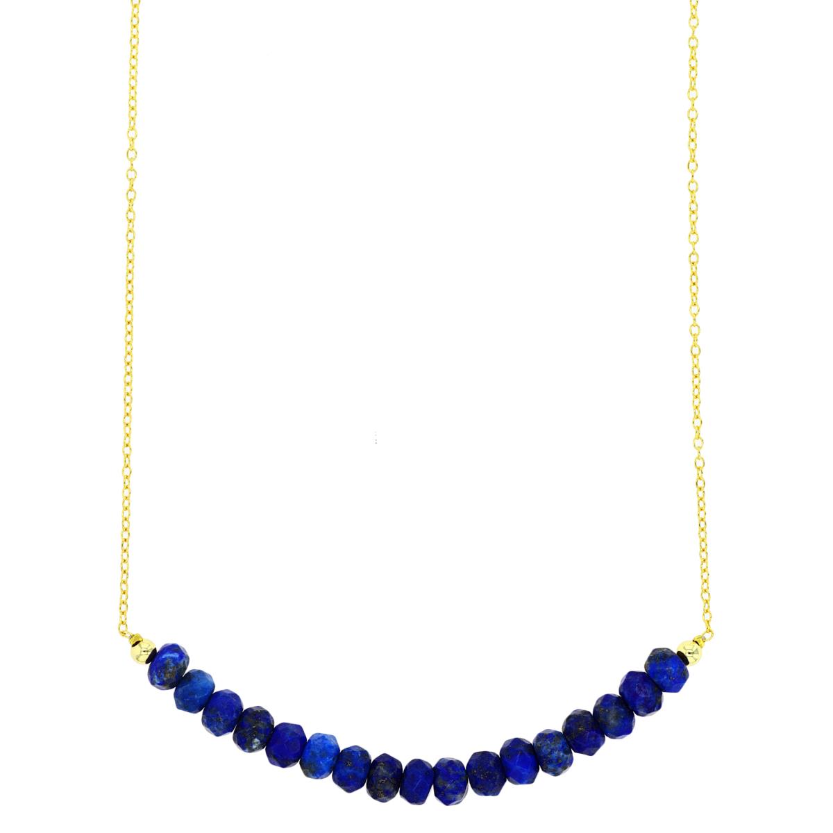 Sterling Silver Yellow 6x4mm Faceted Lapis Beads 18" Necklace