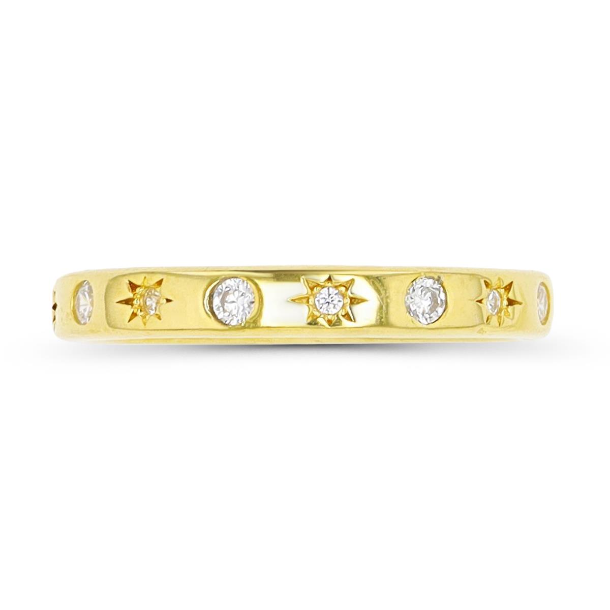 Sterling Silver Yellow 1 Micron Polished White CZ 2.8mm Eternity Ring