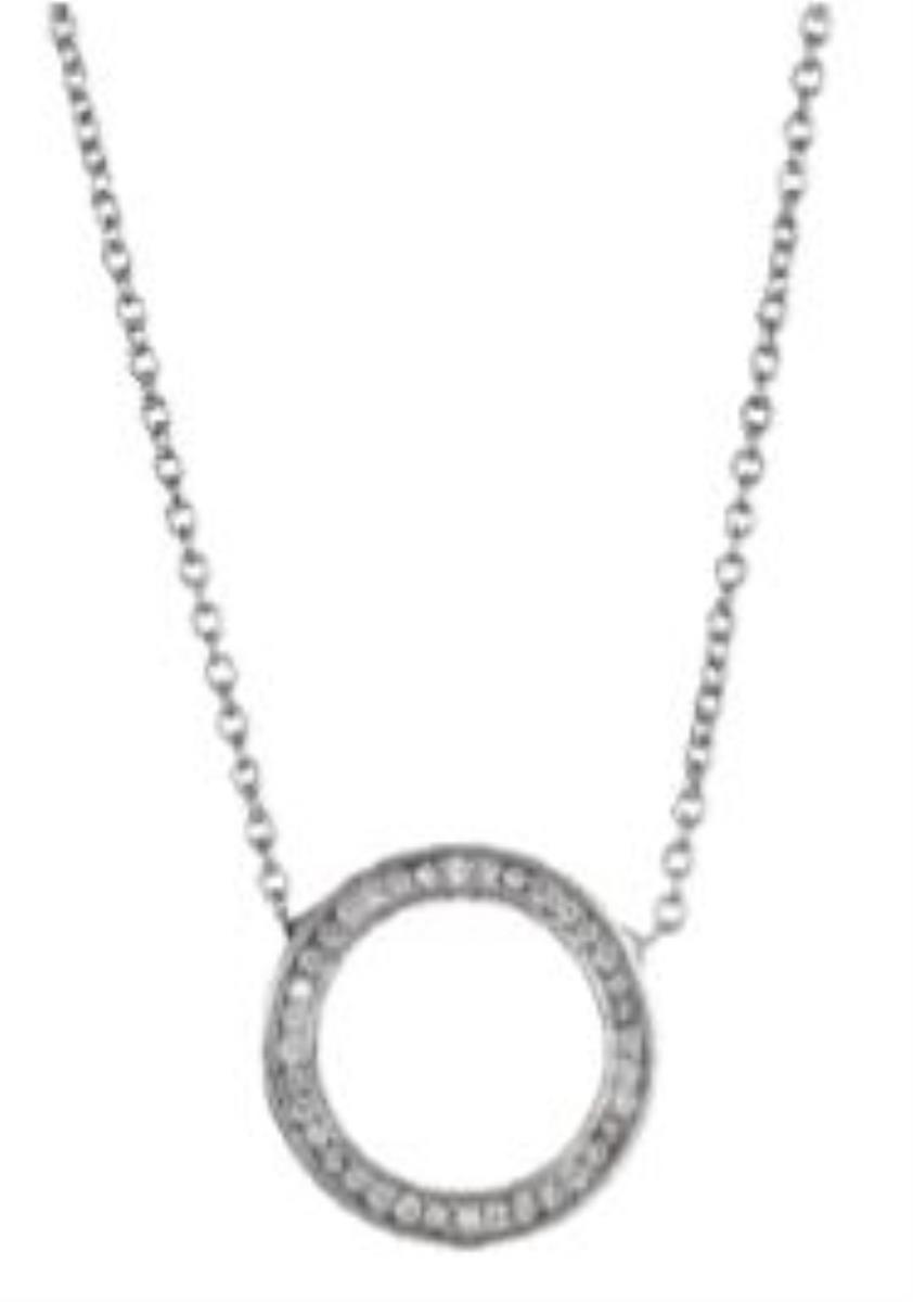 Sterling Silver Rhodium Pave Round Geometric Trend 16+2" Necklace
