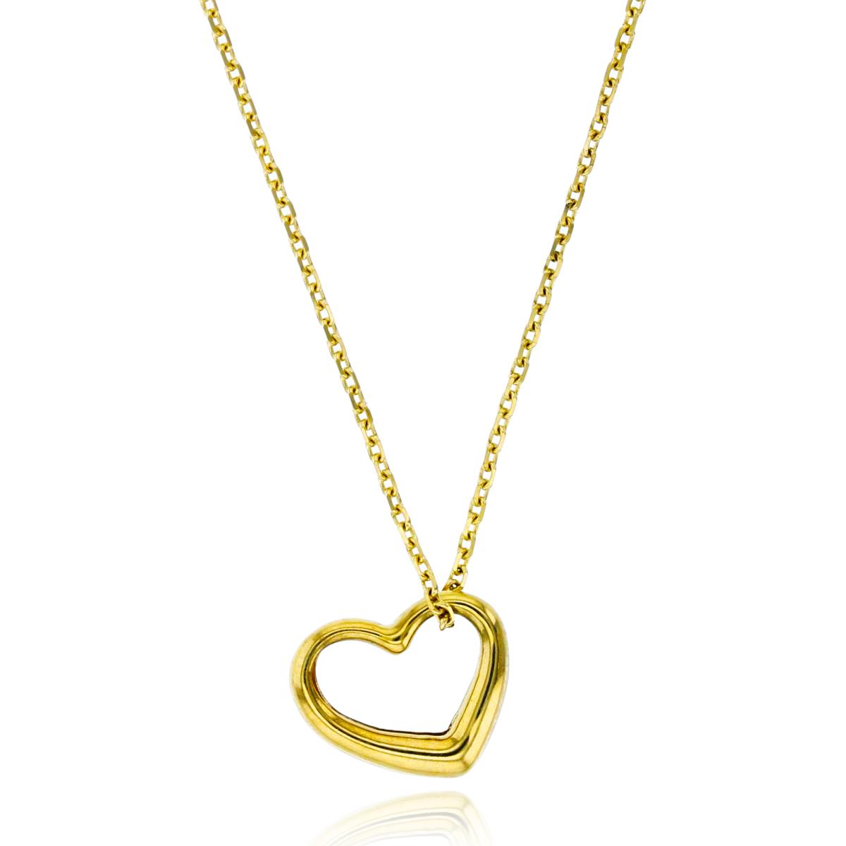 14K Yellow Gold Open Heart 16"+2" Adjustable Necklace