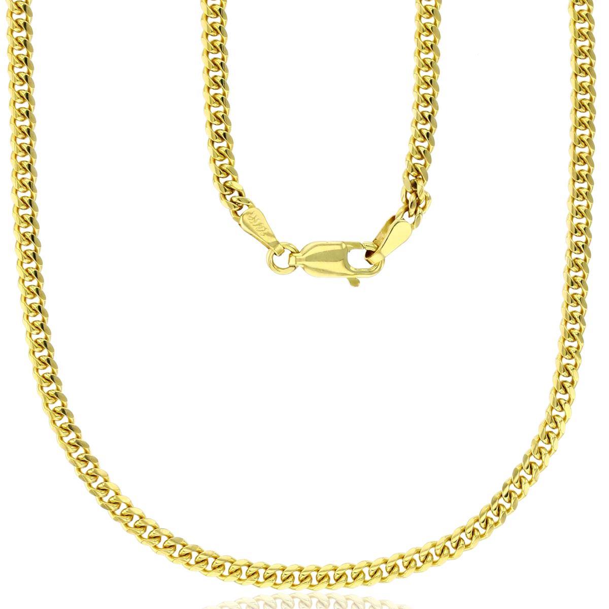 14K Yellow Gold 2.60mm 8.5" Solid Miami Cuban 080 Chain with Lobster Lock