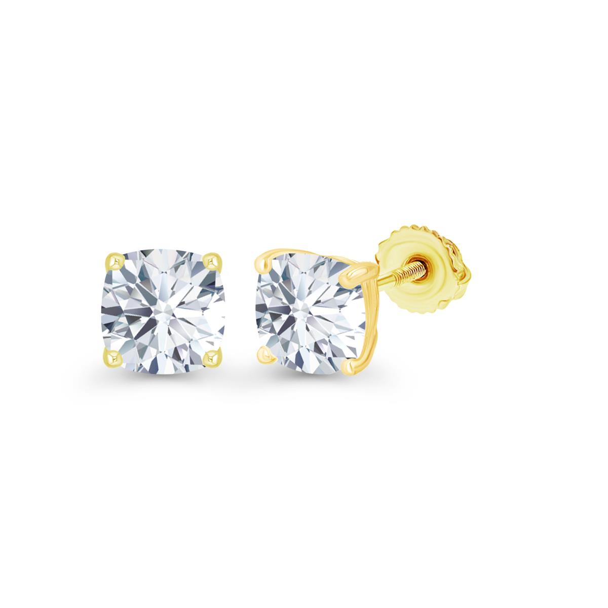 Sterling Silver Yellow 5mm Cushion Created White Sapphire Screwback Stud Earring