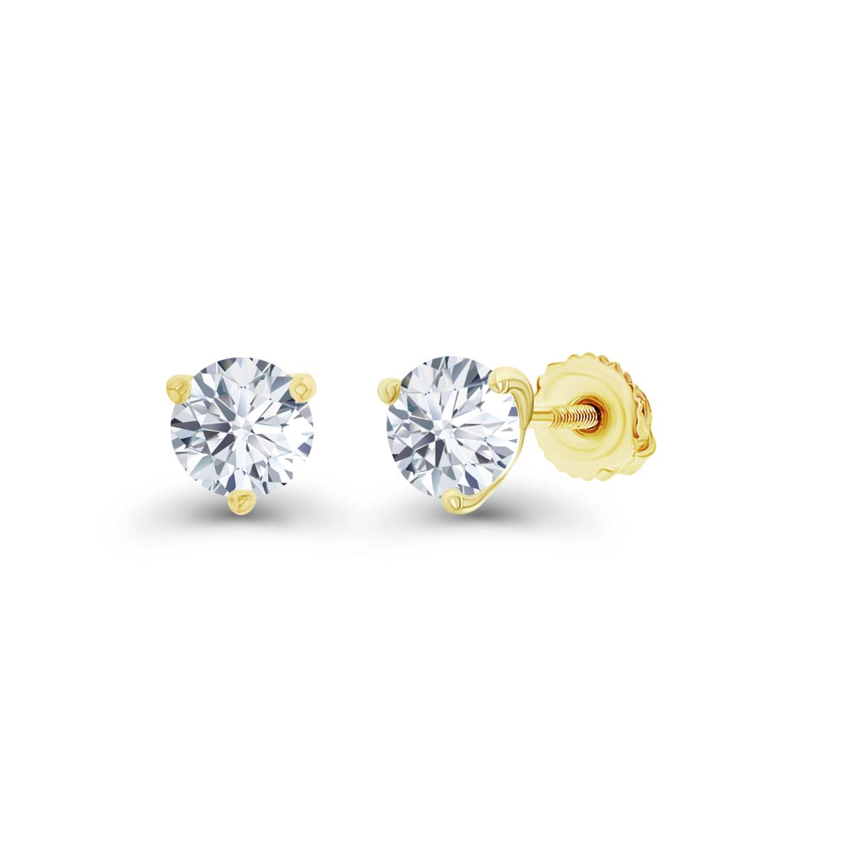 Sterling Silver Yellow 4mm Round Created White Sapphire Screwback Stud Earring