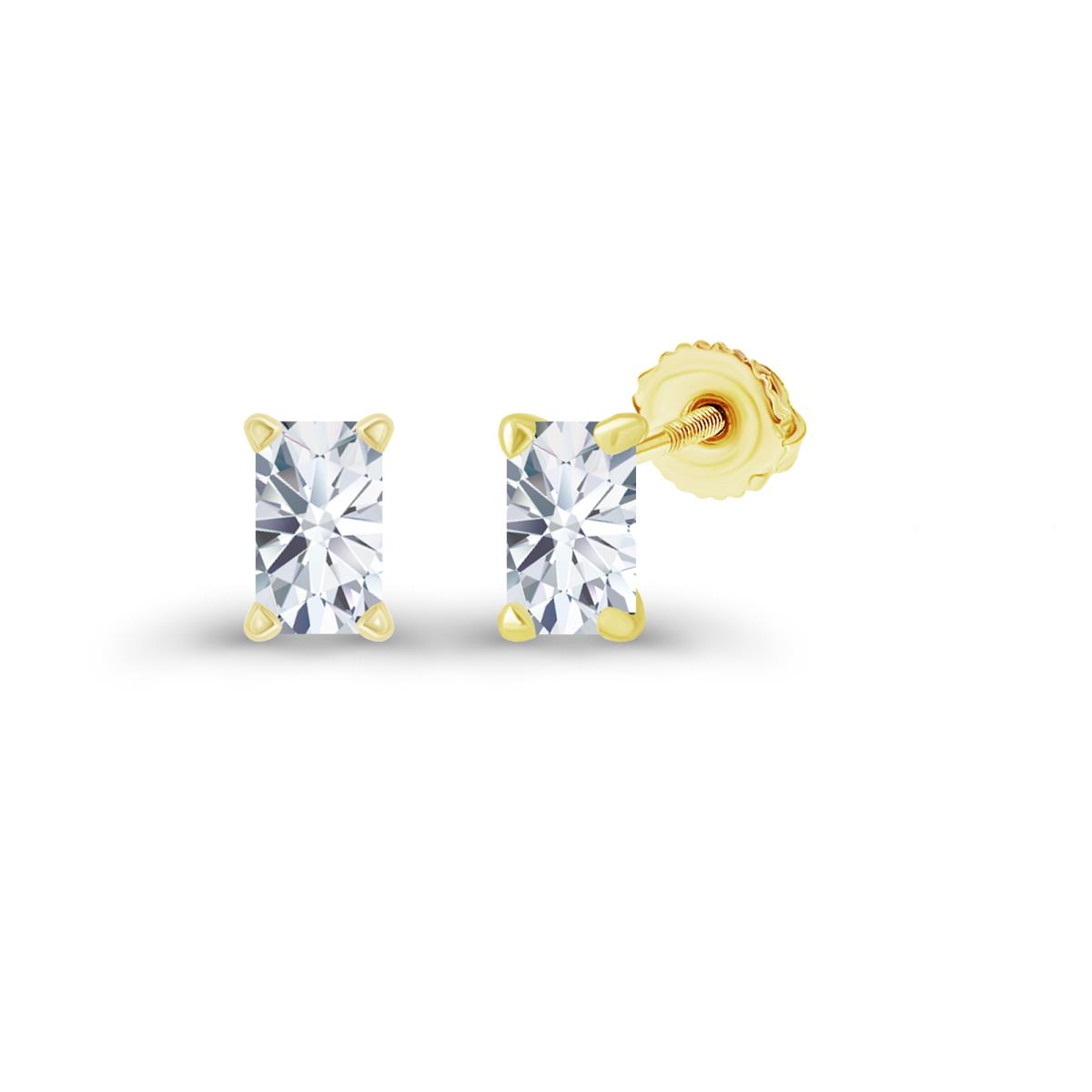 Sterling Silver Yellow 5x3mm Octagon Created White Sapphire Screwback Stud Earring