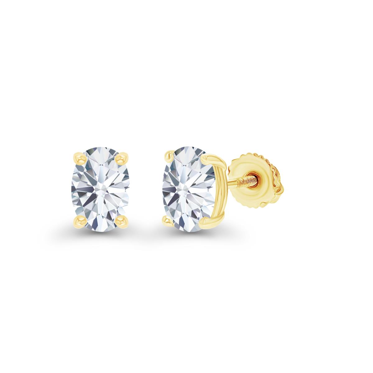 Sterling Silver Yellow 5x3mm Oval Created White Sapphire Screwback Stud Earring