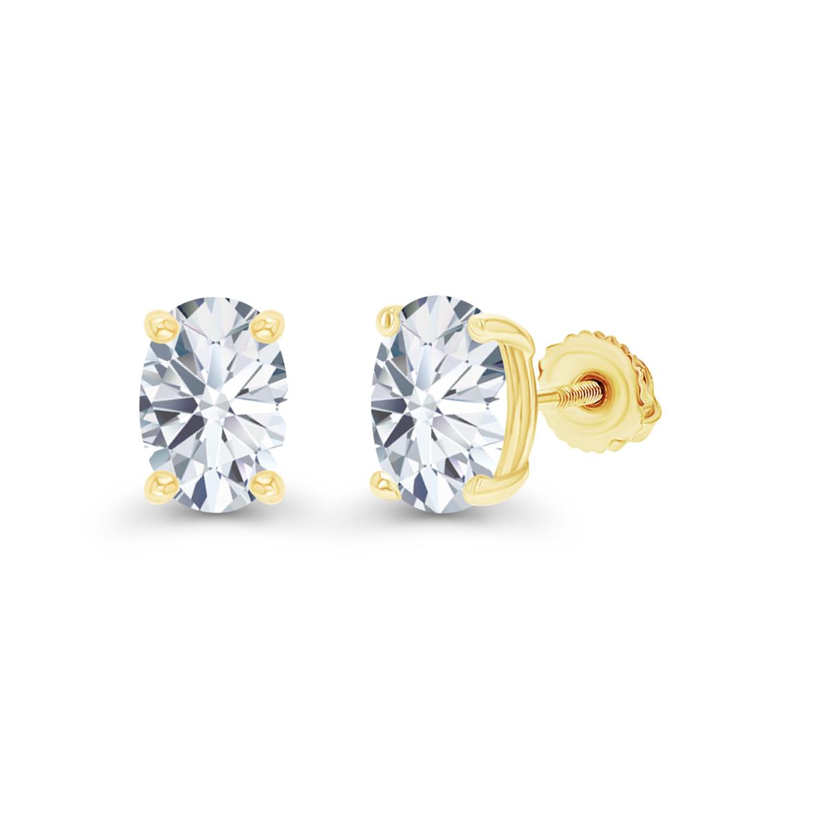 Sterling Silver Yellow 7x5mm Oval Created White Sapphire Screwback Stud Earring