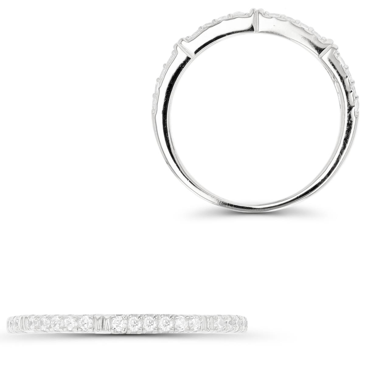 Sterling Silver Rhodium 1.5MM White CZ Polished Band Ring