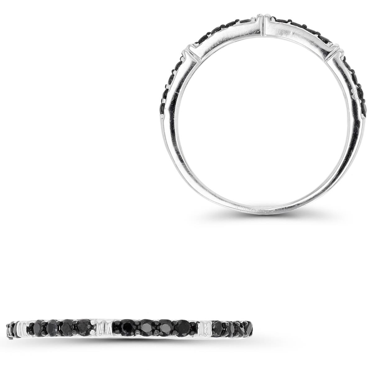 Sterling Silver Rhodium & Black 1.5MM Black Spinel Polished Band Ring