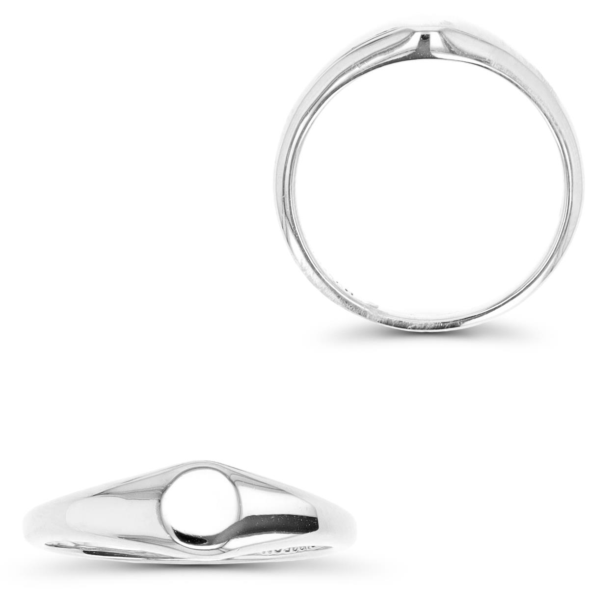 Sterling Silver Rhodium 6.6MM Signet Polished Ring
