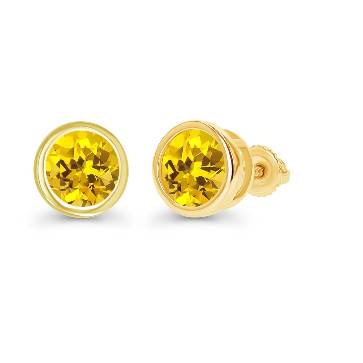 Sterling Silver Yellow 7mm Rd Bezel Created Yellow Sapphire Screwback Stud Earring