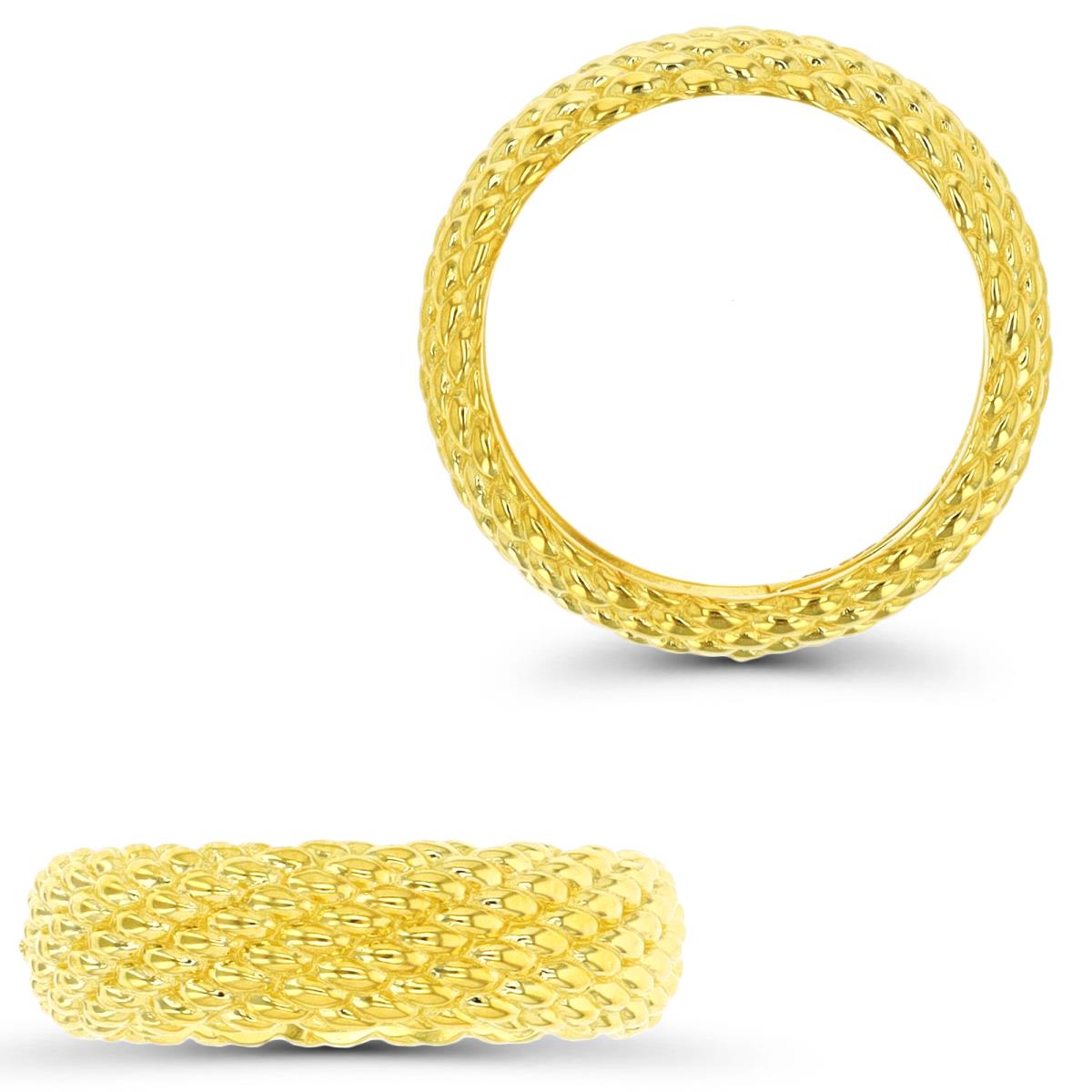 Sterling Silver Yellow 1 Micron 5.7MM Textured Band Ring