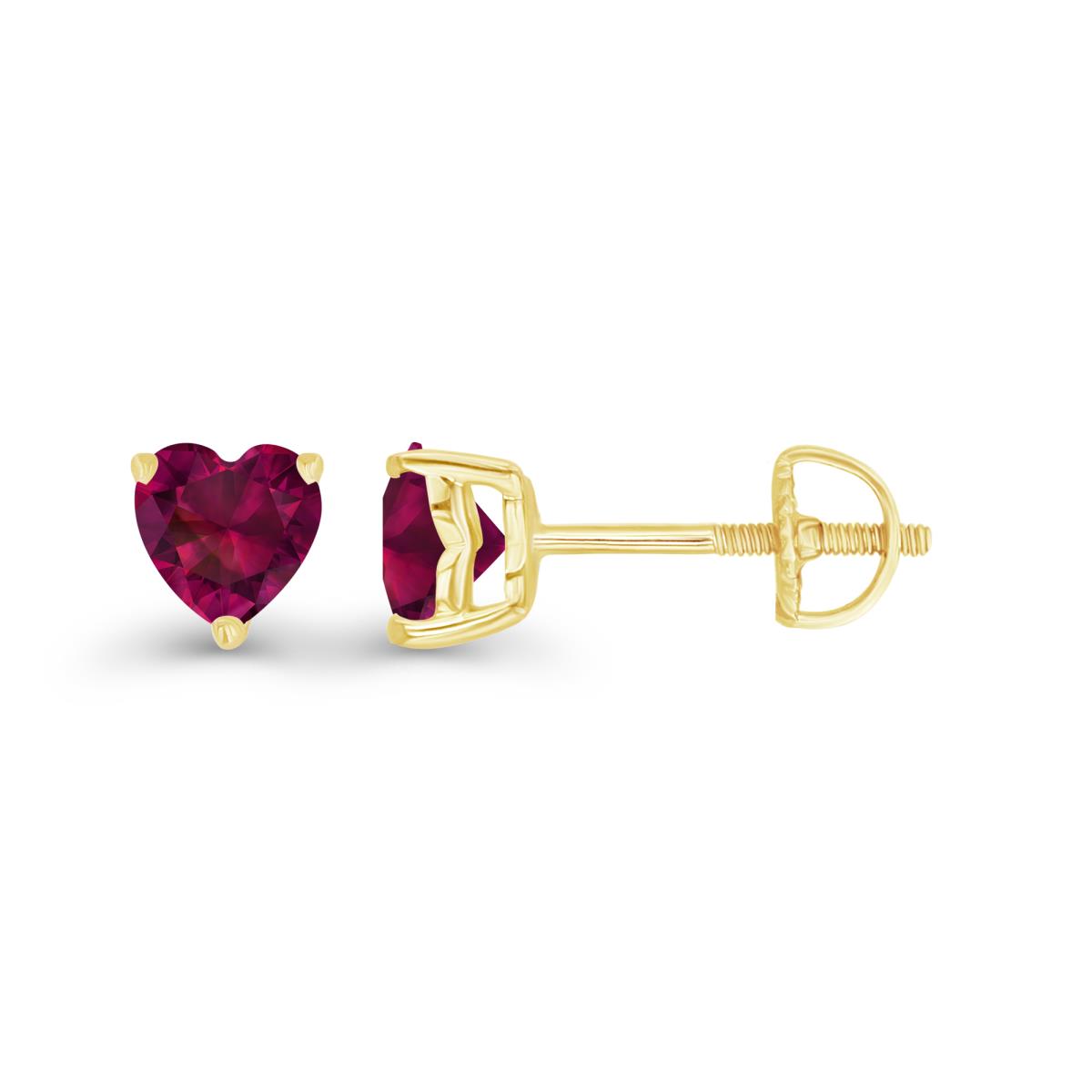 Sterling Silver Yellow 5mm Heart Created Ruby Screwback Stud Earring