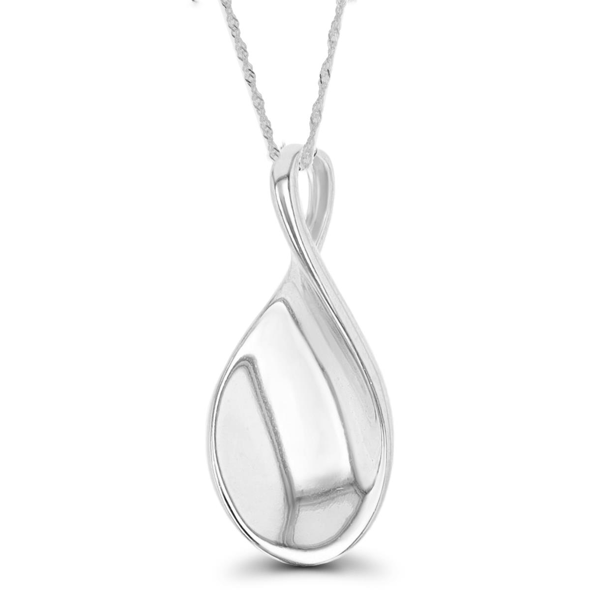 Sterling Silver Rhodium 20X10mm Polished Twisted 18"+2" Singapore Necklace