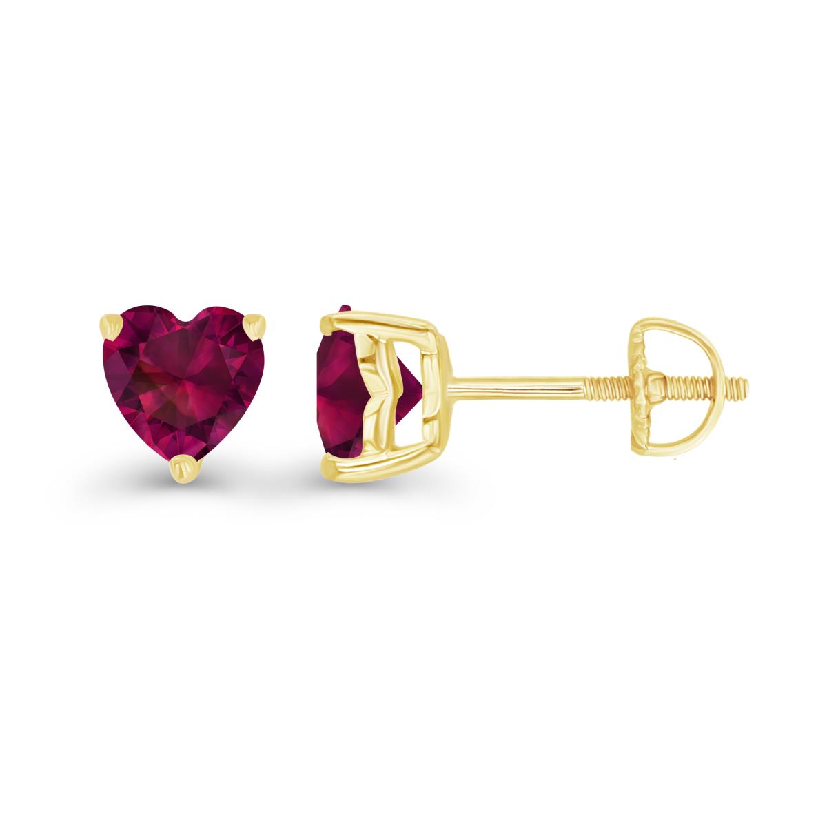 Sterling Silver Yellow 6mm Heart Created Ruby Screwback Stud Earring