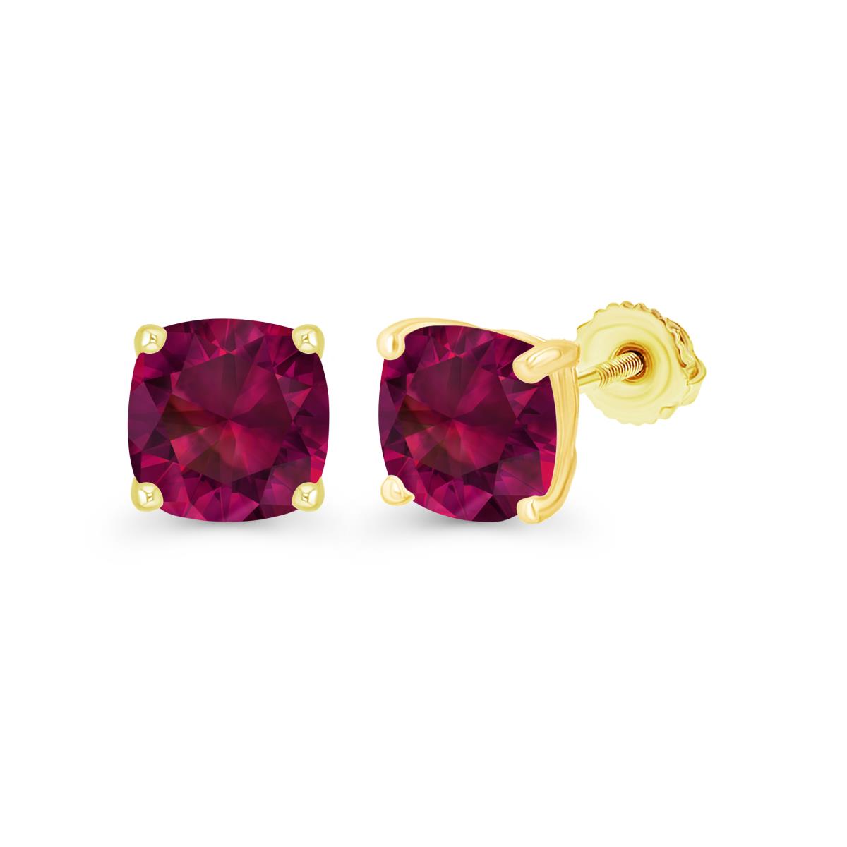 Sterling Silver Yellow 7mm Cushion Created Ruby Screwback Stud Earring
