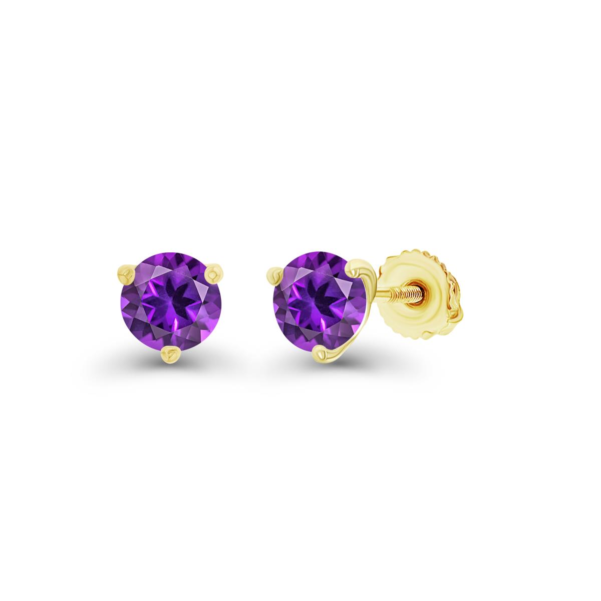 Sterling Silver Yellow 4mm Round Amethyst Screwback Stud Earring