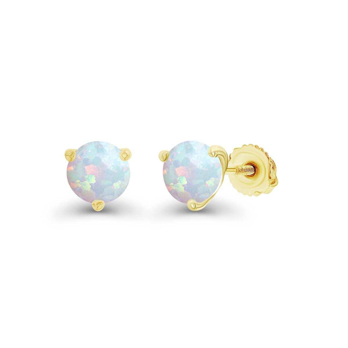 Sterling Silver Yellow 5mm Round Created Opal Screwback Stud Earring