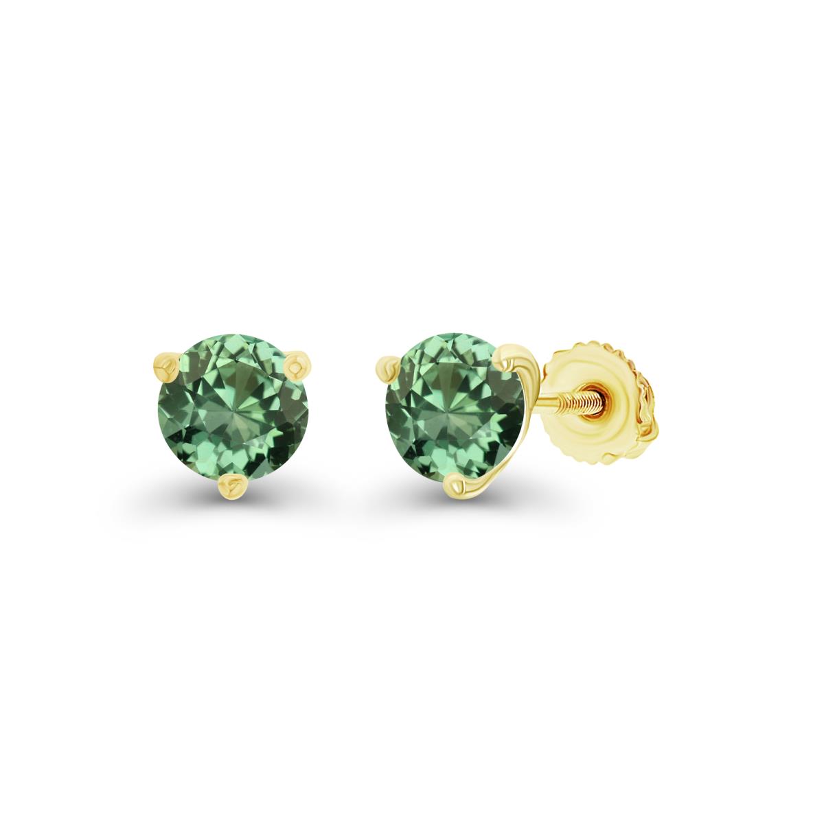 Sterling Silver Yellow 5mm Round Created Green Sapphire Screwback Stud Earring