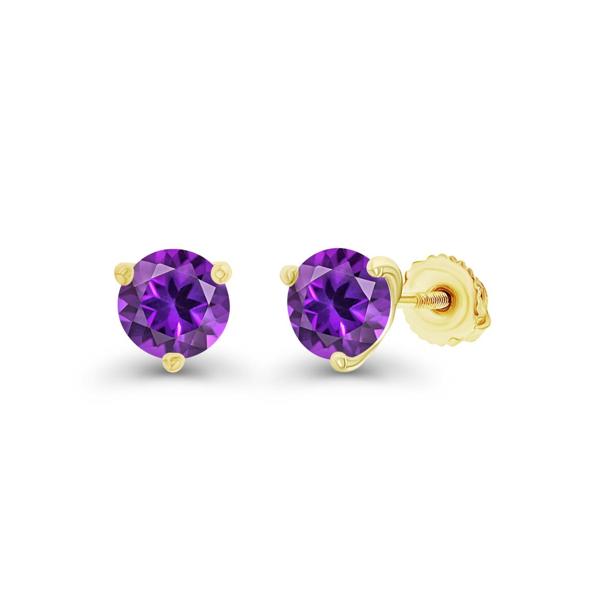 Sterling Silver Yellow 5mm Round Amethyst Screwback Stud Earring