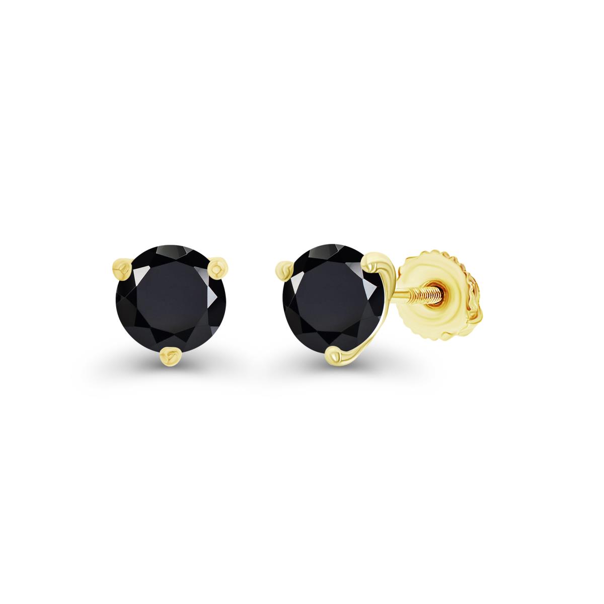 Sterling Silver Yellow 5mm Round Onyx Screwback Stud Earring
