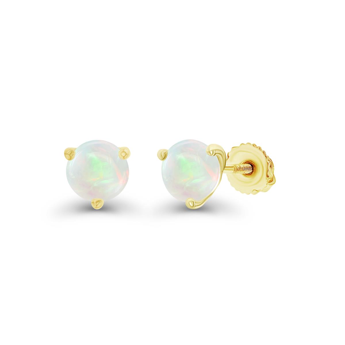 Sterling Silver Yellow 5mm Round Opal Screwback Stud Earring
