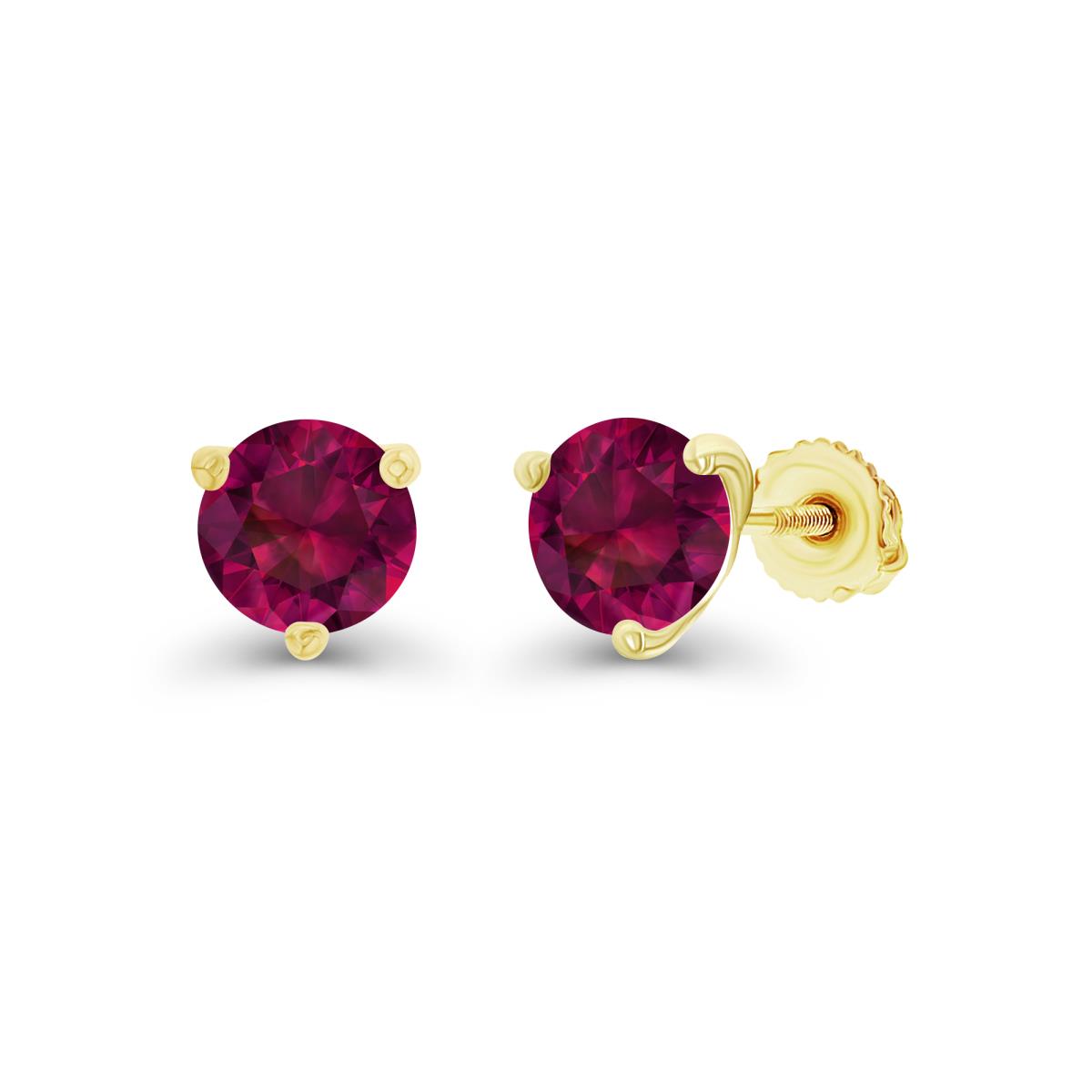 Sterling Silver Yellow 6mm Round Created Ruby Screwback Stud Earring