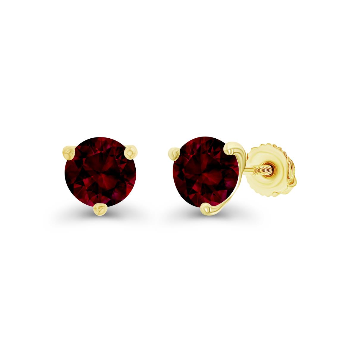 Sterling Silver Yellow 6mm Round Garnet Screwback Stud Earring